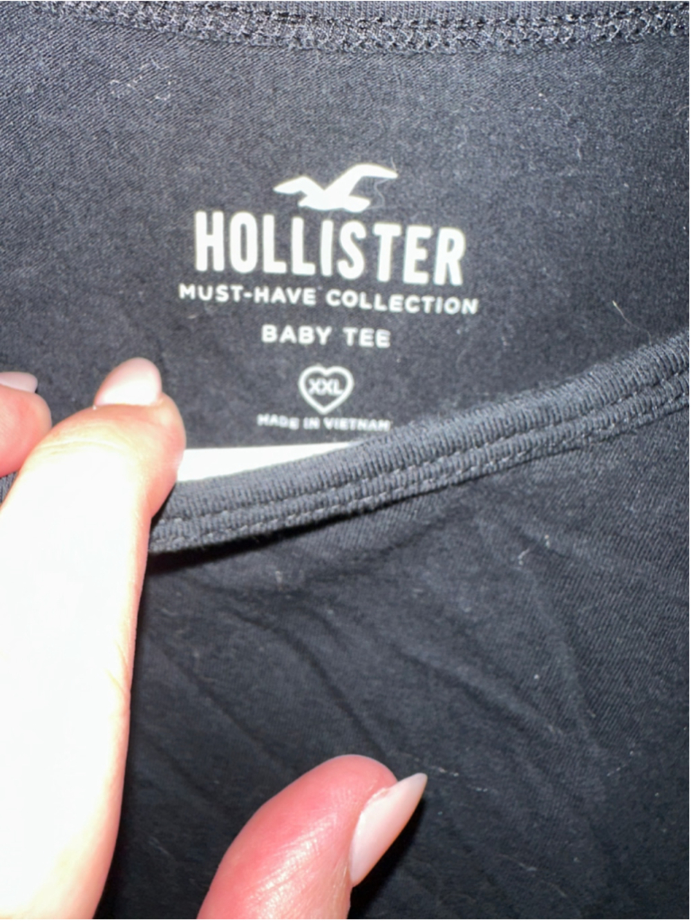 Hollister Baby Tee Bundle Lot (2) XXL Black & Rust Brown Ruched Cinch Hem Crew - Picture 6 of 14